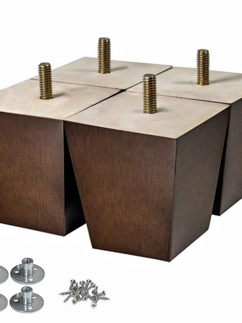AORYVIC Wood Furniture Legs 4-Pack Brown & Silver 3inch
